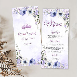 Quinceañera Lila Lilac Blommigt Tiara Butterflies Meny