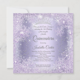 Quinceanera Lila Lilac Snowflake party Inbjudningar