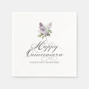 Quinceanera Lila Lilac Vår Flower Cocktail Pappersservett
