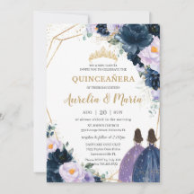 Quinceañera Lila Marinblå Blommig Tvillingar