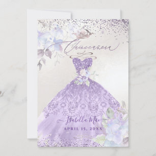 Quinceanera lila purpur glittrande klänning inbjudningar