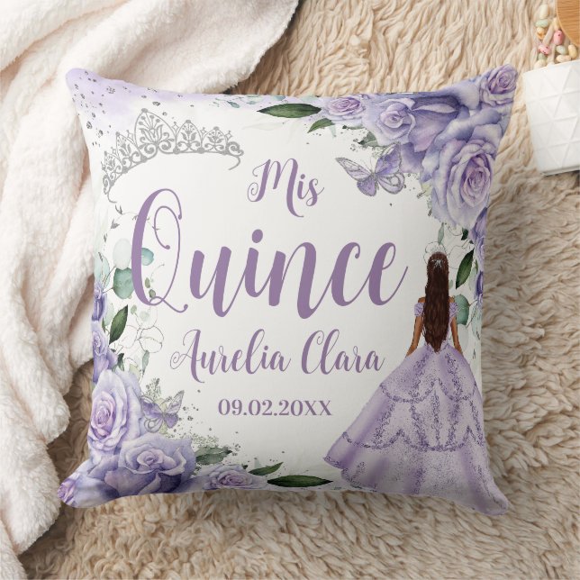 Quinceañera Lila Ro Blommigt Silver Princess Kudde (Filt)