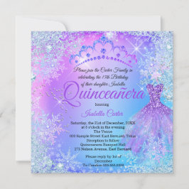 Quinceanera Lila Rosa Blå VinterVärld Inbjudningar