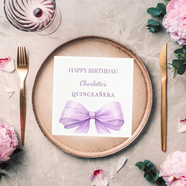Quinceanera lila rosett lunch pappersservett (Skapare uppladdad)