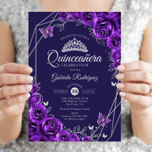 Quinceanera Lila Silver Blommig