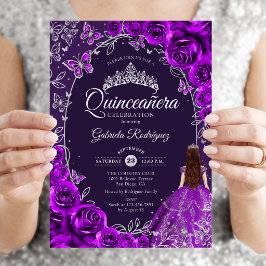Quinceanera Lila Silver Inbjudningar