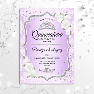 Quinceanera - Lila Silver Inbjudningar