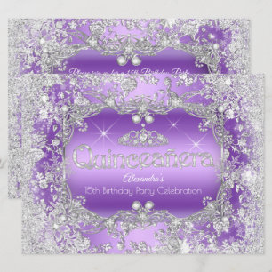 Quinceanera Lila Silver Tiara Vinter Värld Inbjudningar