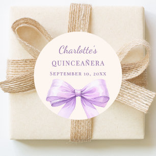 Quinceanera lila slinga elfenben runt klistermärke