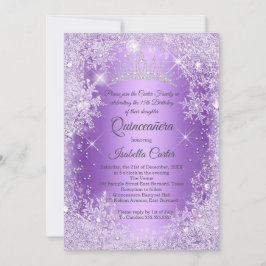 Quinceanera Lila Snöflinga Vinterundretid Inbjudningar