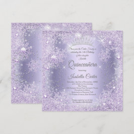 Quinceanera Lila Syren Snöflinga Vinterfest Inbjudningar