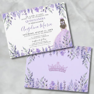 Quinceañera Lila Syrlilja Blommig Prinsessa Inbjudningar