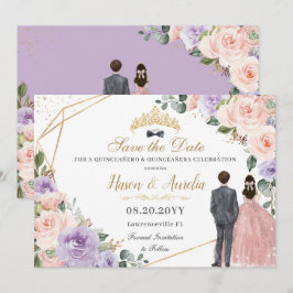 Quinceañera Lilac  Blommigt Twillingars Boy Girl Spara Datumet