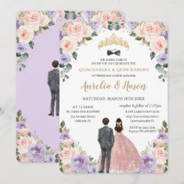 Quinceañera Lilac  Flowers Twillingar Boy Girl Inbjudningar