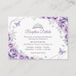 Quinceanera Lilac Purple Silver Floral Details Tilläggskort