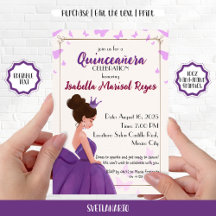 Quinceañera Lilas Elegant Prinsessa Inbjudan