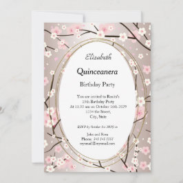 Quinceanera Ljus rosa Blommar blommor Birthday Inbjudningar