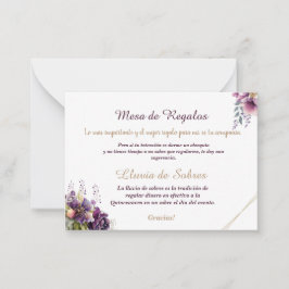 Quinceañera Lluvia de Sobres Blommigt Lilac Lavend Anteckningskort