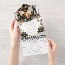 Quinceañera Luxury Black Guld Mexikanskt Stil osa