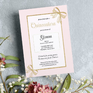 Quinceañera (lyxiskt  rosa guld glitter) inbjudningar
