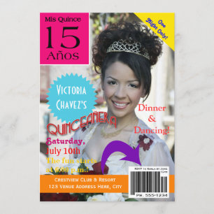 Quinceanera Magasinomslag Foto 15:e Inbjudningar