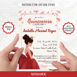 Quinceañera-Magentans Elegant Princess-inbjudan Inbjudningar