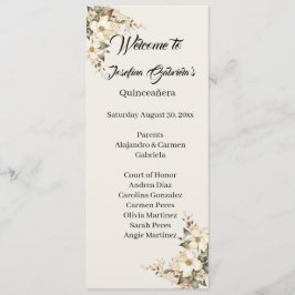 Quinceanera Magnolia double side program card 