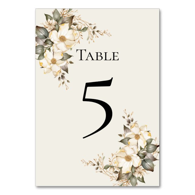 Quinceanera Magnolia Table Number Card Bordsnummer (Framsidan)