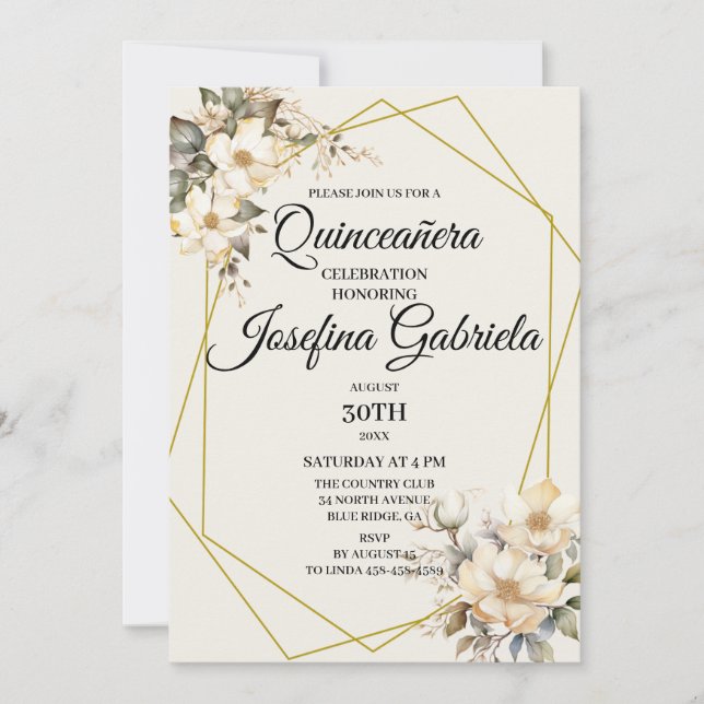Quinceañera Magnolias in bloom Invitation Inbjudningar (Framsida)