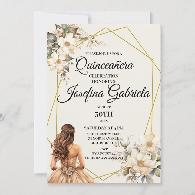 Quinceañera Magnolior i blom, Inbjudan (Framsida)