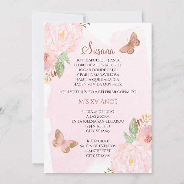 QUINCEANERA-MARIPOSAS INBJUDNINGAR (Framsida)