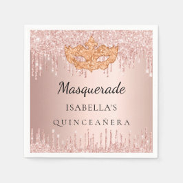 Quinceanera-maskerad maskmaskmasken ro guld glitte pappersservett