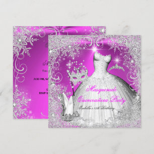 Quinceanera Maskerad Rosa Vita Snöflingor Inbjudningar
