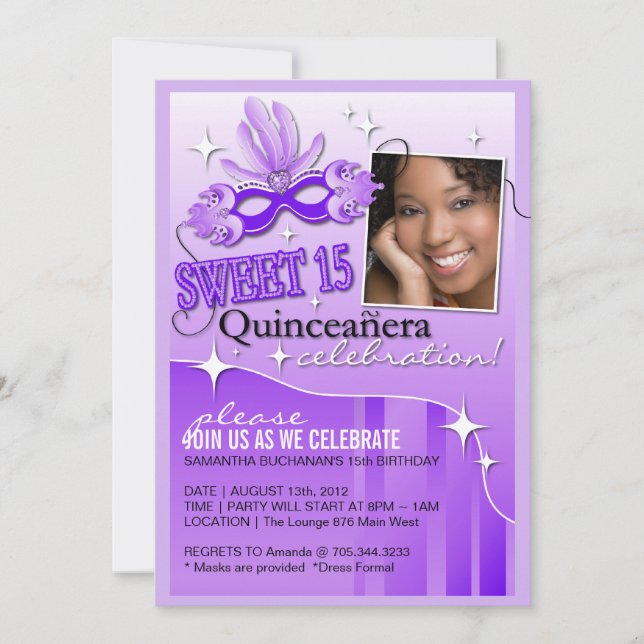 QUINCEANERA MASKERADE INBJUDAN (Framsida)
