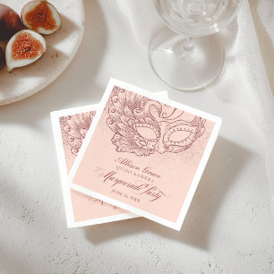 Quinceañera Maskeradfest Roséguld Rosa Pappersservett
