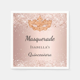 Quinceanera maskqueraden ro guld party pappersservett