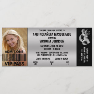 Quinceañera Masquerad VIP Adress Biljett Inbjudningar
