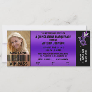 Quinceañera Masquerad VIP Adress Biljett Inbjudningar