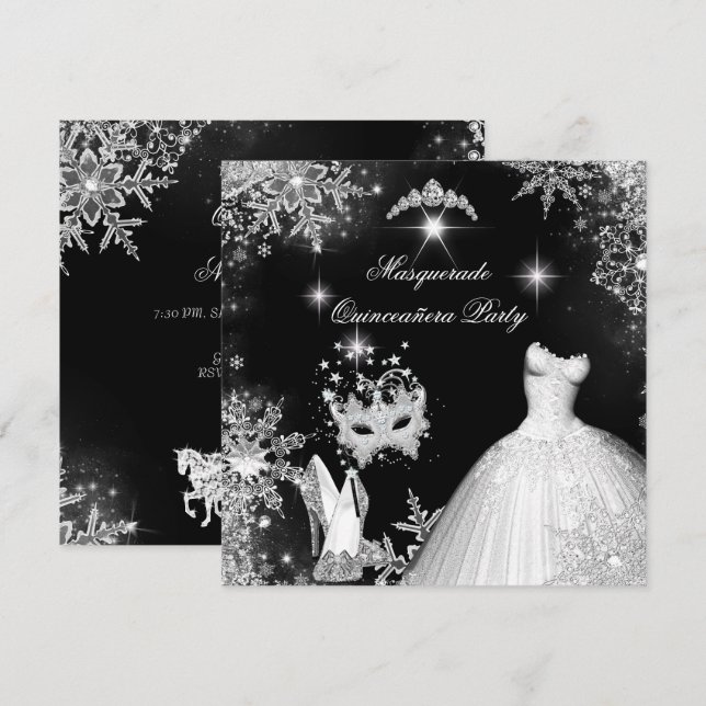 Quinceanera MasqueraMagic Princess Inbjudningar (Fram/baksida)