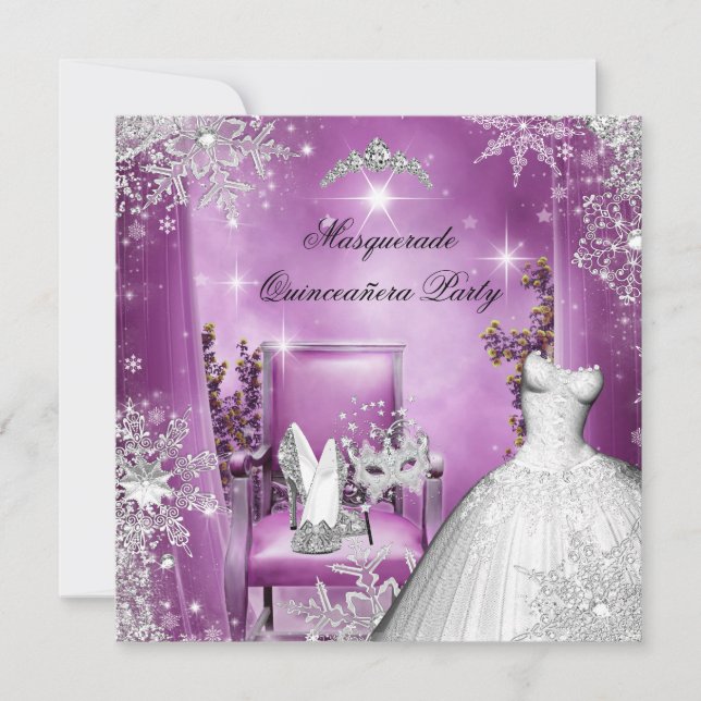 Quinceanera MasqueraMagic Princess Rosa Inbjudningar (Framsida)