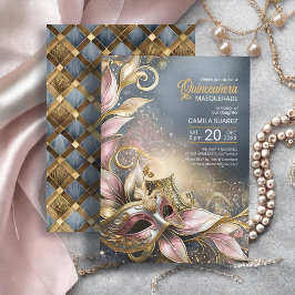 Quinceanera MasqueraRo Guld ID1031 Inbjudningar