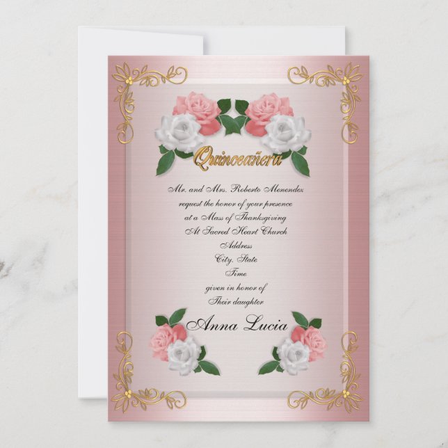 Quinceanera Mass-inbjudan 15:e födelsedag elegant Inbjudningar (Framsida)