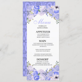 Quinceanera Menu för Periwinkle Blue Blommigt Inbjudningar