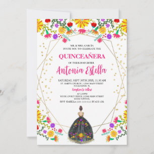 Quinceanera Mexican Fiesta Black Princess Dress Inbjudningar
