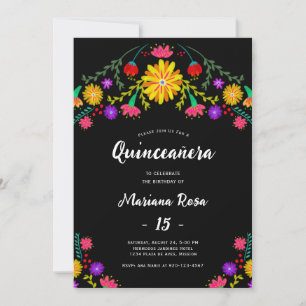 Quinceanera Mexican Fiesta Blommigt Birthday Inbjudningar