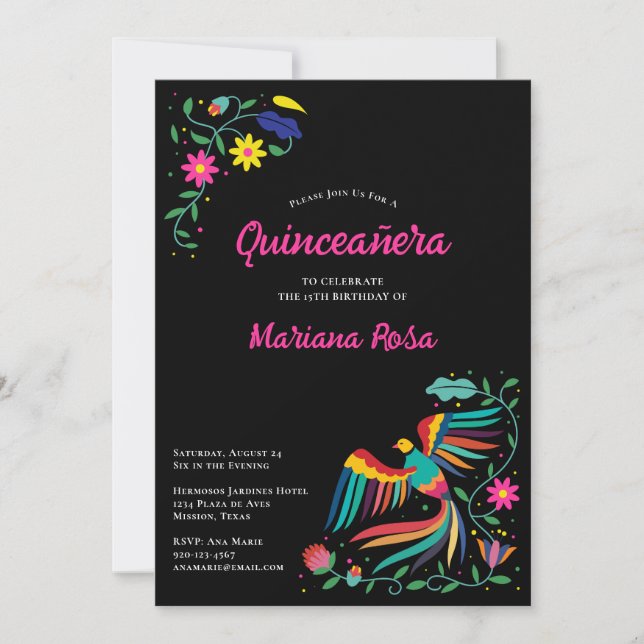Quinceanera Mexican Fiesta Blommigt Birthday Inbjudningar (Framsida)