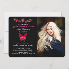 Quinceañera mexikansk fest blomsterinbjudan inbjudningar
