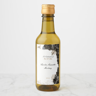 Quinceañera Mini Vin Flaska-etiketterna Black och Vinetikett