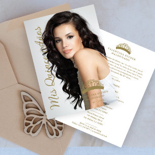 Quinceañera Minimal Photo Finare Calligraphy-skrip Inbjudningar