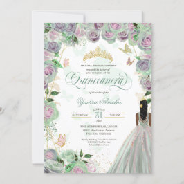 Quinceanera Mint Grönt Ro Elegant Butterflies I Inbjudningar